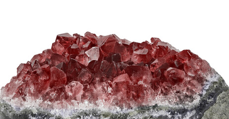dark red crystals of ruby in geological material