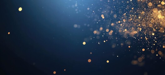 Golden sparkles on a dark blue background