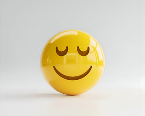 Fototapeta premium Smiling Yellow Emoji Sphere 3D Render Peaceful Happy Face
