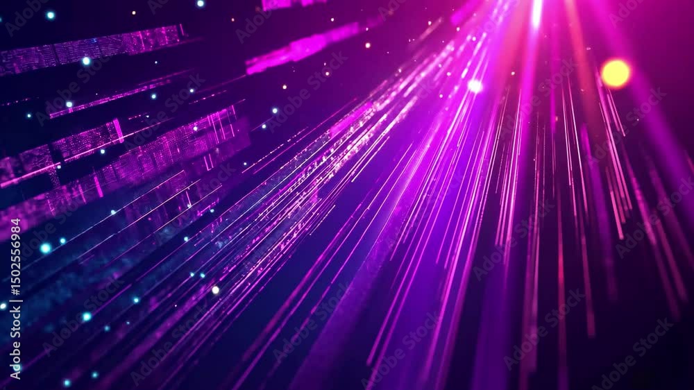 Poster Dynamic abstract glow background created with motion science rays in vibrant colors, Abstract glow science rays motion background Digital technology structure in space