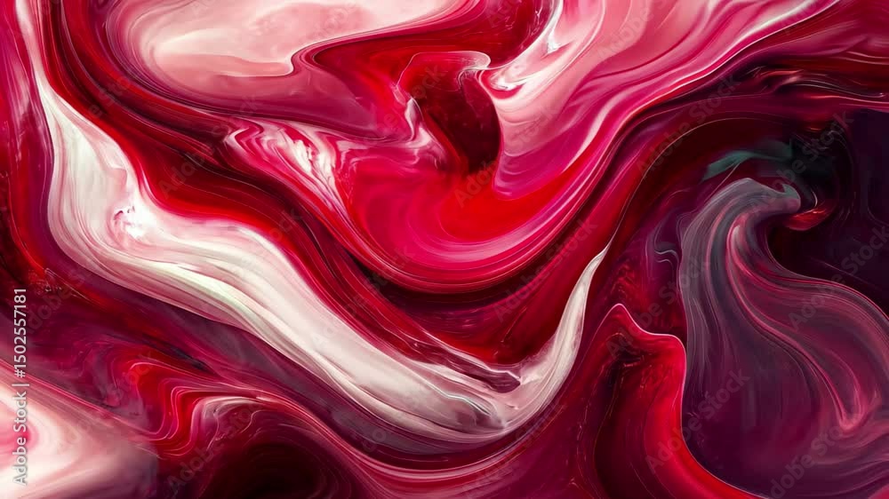 Poster fluid dynamics create elegant red wave patterns in abstract art inspired by motion and energy, elega