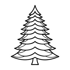 Set of vector Line Art tree illustrations for holiday winter decoration