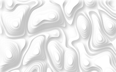 Abstract wavy line paper cut white background. Topographic geometric map relief texture with curved layers and shadow.  Abstract modern 3d Paper cut white background .white waves background .