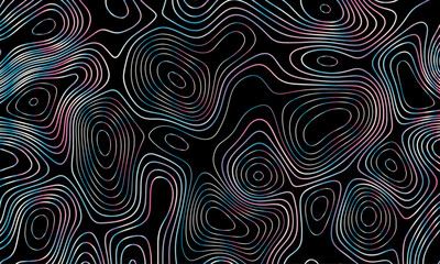 Sophisticated Dark Background with Contour Map Lines Creating an Organic and Fluid Pattern . similar abstract illustration. Geography concept. paper texture design .Imitation of a geographical map 