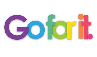 GO FOR IT. colorful typography banner on transparent background