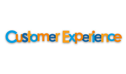 CUSTOMER EXPERIENCE colorful typography banner on transparent background
