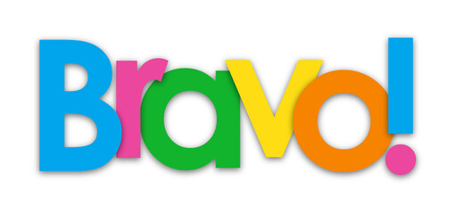 BRAVO! colorful typography banner on transparent background
