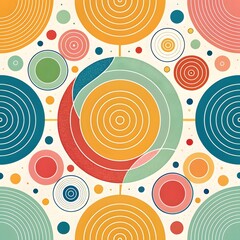 “Colorful gradient bubble pattern with various sized circles in blue, pink, yellow, and purple.”

