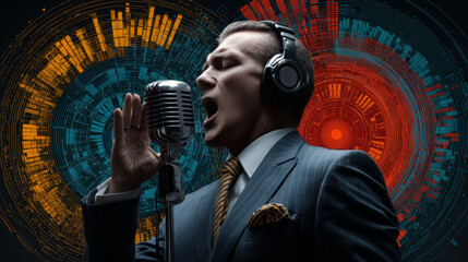 the speaker with text to speech pop art retro vector illustration. Public speaking. business training or political oratory