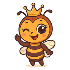 Queen Bee Cartoon Cute Bee Mascot Friendly