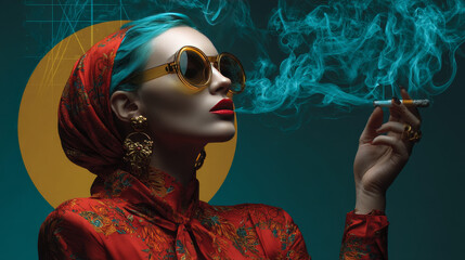 smoking cigarette, smoking harmful. Pit silhouette. Pop art retro vector illustration 50s 60s style