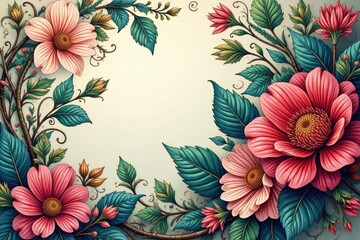 Fototapeta premium Intricate floral damask, elegant swirls and leaves , motif, vector
