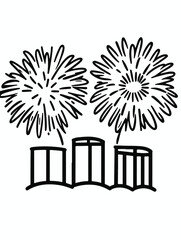 Simple Fireworks Outline &ndash; Patriotic and Party Coloring Page Design