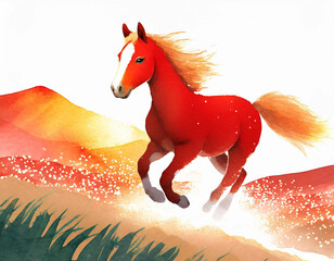 2026년 병오년 새해, 역동적인 붉은 말, 말띠 새해 디자인