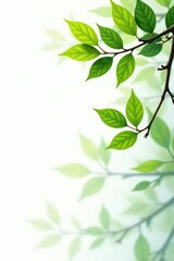 Isolated branches on white background with light airy texture, airiness, greenery