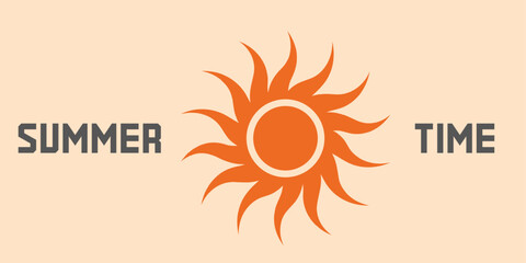 Naklejka premium Summer Time Sun Rays Heat Vacation Holiday Orange Beach