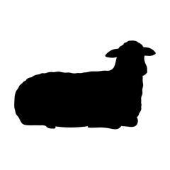 Black Standing Sheep Silhouette Vector Illustration