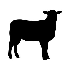 Sheep Silhouette Vector – Standing Black Farm Animal Clipart

