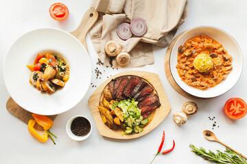 Assorted gourmet meat dishes
