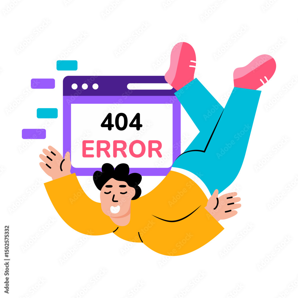 Wall mural a flat style illustration showing a 404 issue message