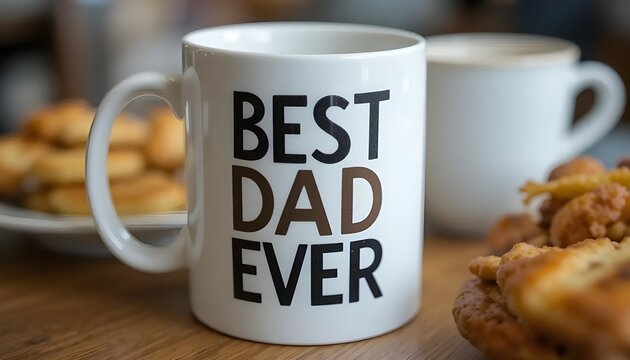 A heartfelt Best Dad Ever mug shared with coffee and treats symbolizing love and appreciation on Father s Day with cozy