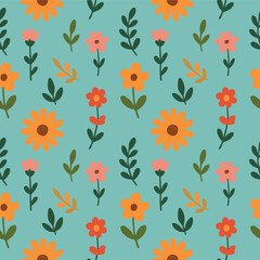 Simple floral seamless ethnic flower pattern for accessories and wrapping paper and clothes print and kids fabrics notebooks.