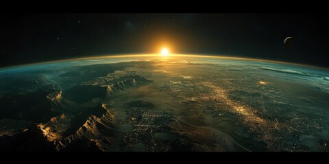 Fototapeta premium Nighttime Earth: Illuminated Cities of South Africa and Madagascar Highlighted in Global Perspective