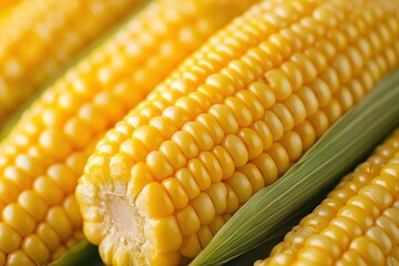 Vibrant Close-Up of Corn on Lush Green Field, Capturing the Essence of Summer Agriculture