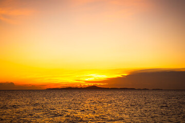 Sky sunset evening sunrise cloud weather dramatic landscape goldent and indigo color gradient...