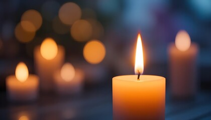 A serene candlelit vigil glowing softly embodying peace and remembrance creating a warm and reflective atmosphere on