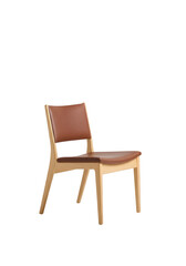 Simple wooden chair with brown seat
