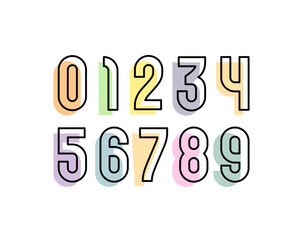 Numbers set, playful numerals 0 to 9 made in cut art style, vector illustration 10EPS