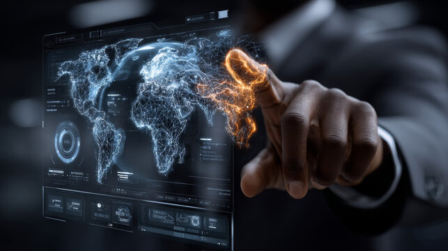Hosting, Businessman holding global network connection on Hosting Services and Cloud Data Analytics, crafting strategy and Market Expansion, Technology and global Integration.