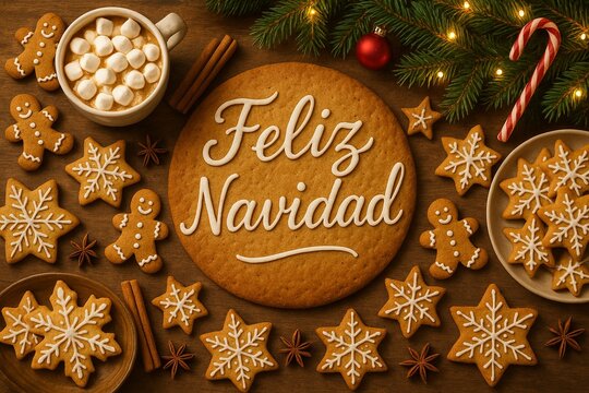 Feliz Navidad Cookie with Christmas Treats - Powered by Adobe