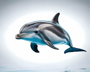 Fototapeta premium Striped Dolphin Leaping Gracefully Out of Water