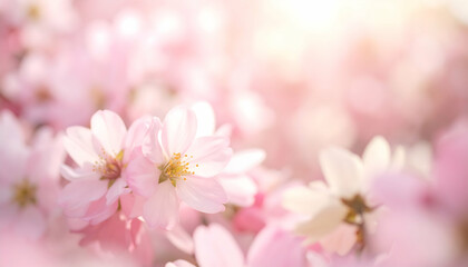 Fototapeta premium Soft Pink Cherry Blossoms in Spring Sunlight