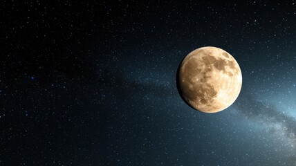 Full Moon in Deep Space with Stars and Milky Way Background moon space stars full moon universe orb