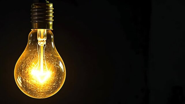Glowing vintage light bulb against a dark background, radiating warmth and illumination