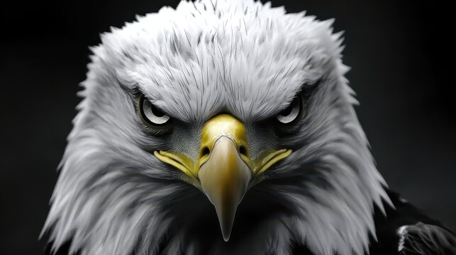 Striking Closeup of a Black Eagle with Intense Gaze, Representing American Wildlife