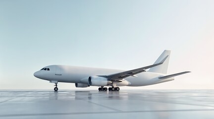 Fototapeta premium White Aircraft Mockup for Airline Branding in Daylight