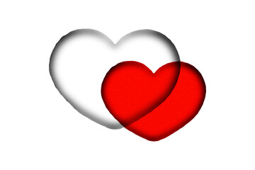 Red paper cut into a heart shape placed on a transparent background.