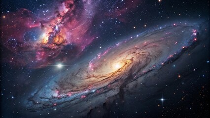 Obraz premium Swirling Nebula and Star Cluster in Vibrant Galactic Expanse