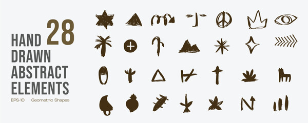Premium Quality Hand Drawn Abstract Doodle Icons, Ancient Symbols and Design Elements for Backgrounds, Patterns, Posters and Any Design Projects