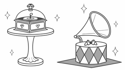 Vintage Music Box Art And Drawing Decorative Elements for Projects