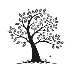 Obraz premium Modern Black Tree T-Shirt Minimalist Nature Silhouette with Symmetrical Branches Eco Art Graphic Tee