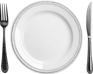 white plate with fork and knife,cutlery 