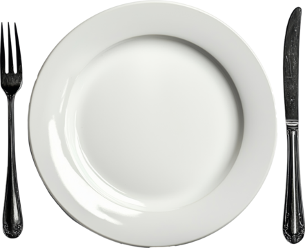 white plate with fork and knife,cutlery 