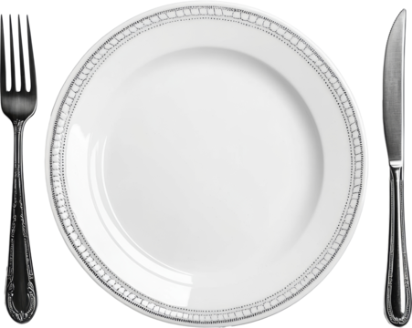 white plate with fork and knife,cutlery 