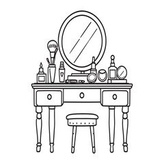 beauty makeup vanity outline icon design concept