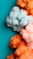 Abstract Ink Color Swirl on Teal Background